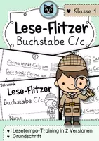 Vorschau - Arbeitsblätter - Lese-Flitzer | Buchstabe C/c | Lesetempo-Training | Grundschrift - Deckblatt