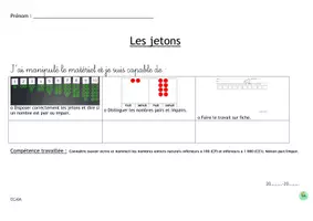 Aperçu - Feuilles d'exercices - MONTESSORI / les jetons : livret d'exercices - Page 1