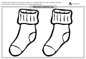 Vorschau - Mal- und Bastelvorlagen - Malvorlage Welt-Down-Syndrom-Tag Socken - Seite 1