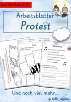 Vorschau - Unterrichtsreihen - Arbeitsblätter Protest I Philosophieren mit Kindern Religionsunterricht Krieg Frieden Ungerechtigkeit - Deckblatt