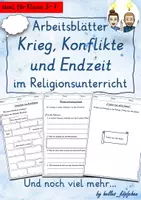 Vorschau - Unterrichtsreihen - Arbeitsblätter Krieg, Konflikte und Endzeit I Philosophieren mit Kindern Religionsunterricht Frieden Ungerechtigkeit - Deckblatt