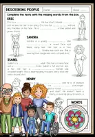 Vorschau - Arbeitsblätter - DESCRIBING PEOPLE - Worksheet 1 (Vocabulary + Grammar Lückentext) - Deckblatt