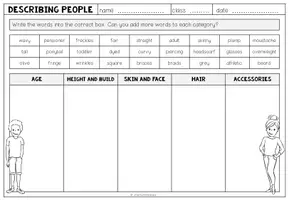 Vorschau - Arbeitsblätter - DESCRIBING PEOPLE - Worksheet 3 (Vocabulary) - Seite 1