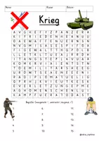 Vorschau - Stationenlernen - Krieg Suchsel Buchstabengitter Grundschule Unterstufe - Seite 2