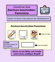 Vorschau - Spiele - digitales Spiel als Numbers-Datei: Zeichne, erklären, Pantomime, digital mit 90 Begriffen (zum Abändern!) - Deckblatt