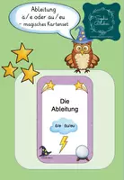 Vorschau - Aufgabenkarten - Ableitung mit ä/e und äu/eu - Kartenset magischer Zauberhut (Wendekarten) - Deckblatt