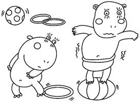 Aperçu - Matériel pour travaux manuels / dessin - Coloriages Hippopotame - Page 3