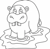 Aperçu - Matériel pour travaux manuels / dessin - Coloriages Hippopotame - Page de couverture
