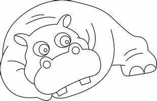 Aperçu - Matériel pour travaux manuels / dessin - Coloriages Hippopotame - Page 1