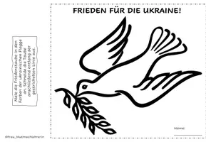 Vorschau - Arbeitsblätter - Ausmalbild: Friedenstaube für die Ukraine - Seite 1