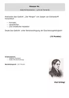 Vorschau - Klassenarbeiten - Klausur mit EHZ - Gedichtanalyse - Eichendorff - Der Morgen - Romantik - Lyrik - Interpretation - Seite 2