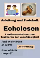 Vorschau - Arbeitsblätter - Leseförderung: Anleitung Tandemlesen (Echolesen) Lautleseverfahren, Verbesserung der Leseflüssigkeit, Leseförderung - Deckblatt