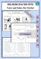Vorschau - Arbeitsblätter - Bildergeschichte Vater und Sohn Der Streber - als PDF & Word - Deckblatt