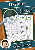 Vorschau - Arbeitsblätter - Suchsel Ukraine - differenziert (Buchstabengitter) - Deckblatt