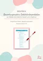 Vorschau - Arbeitsblätter - Single Point Rubric Gedichtinterpretation (Bsp. "Abend" Gryphius) - Deckblatt