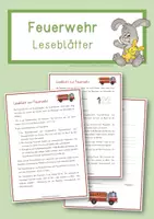 Vorschau - Arbeitsblätter - Leseblatt FEUERWEHR - Deckblatt
