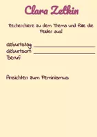 Vorschau - Arbeitsblätter - Der Internationale Frauentag - Steckbriefe bekannter Frauenrechtlerinnen & Feministinnen - Seite 1