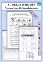 Vorschau - Arbeitsblätter - Bildergeschichte Vater und Sohn Die Suppenkatastrophe - als PDF & Word - Deckblatt
