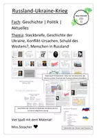 Vorschau - Präsentationen/Tafelbilder - Russland-Ukraine-Krieg | Steckbriefe, Geschichte der Ukraine, Konflikt-Ursachen, Schuld, Menschen in Russland - Deckblatt