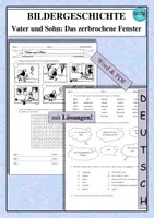 Vorschau - Arbeitsblätter - Bildergeschichte Vater und Sohn Das zerbrochene Fenster - als PDF & Word - Deckblatt