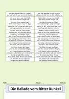 Vorschau - Arbeitsblätter - Ballade - Textverständnis, Textpuzzle, ... (Ritter Kunkel, Heinz Erhardt) - Seite 3