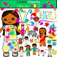 Aperçu - Cliparts/Visuels - ClipArt CréaKit INDE - la fête du HOLI - Page de couverture