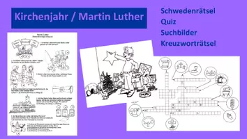 Vorschau - Arbeitsblätter - Rätsel: Kirchenjahr und Martin Luther/Reformation - Deckblatt
