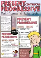Vorschau - Poster - Present Progressive - Merk / Lernzettel und Spickzettel Englischunterricht - Deckblatt