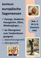 Vorschau - Text - Sachtext: europäische Sagenwesen (Märchen u. Sagen, Krakonos, Krabat) - Deckblatt