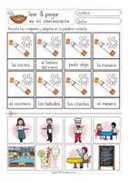 Aperçu - Feuilles d'exercices - en el restaurante / la comida Español / Espagnol) leer y pegar - Page 3