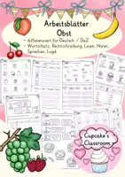 Aperçu - Apprentissages en autonomie - Allemand - Feuilles d'exercices sur le thème des fruits (Obst) - Deutsch Worksheets - Page de couverture