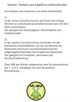 Vorschau - Arbeitsblätter - Nomen, Verben und Adjektive unterscheiden in zwei Varianten - Seite 1