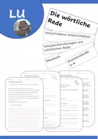 Vorschau - Arbeitsblätter - Sammlung: Übungen, Arbeitsblätter wörtliche Rede - Deckblatt
