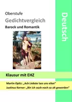 Vorschau - Klassenarbeiten - Gedichtvergleich Klausur mit EHZ Barock und Romantik unterwegs sein Analyse Interpretation Opitz Lyrik - Deckblatt