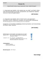 Vorschau - Klassenarbeiten - Gedichtvergleich Klausur mit EHZ Barock und Romantik unterwegs sein Analyse Interpretation Opitz Lyrik - Seite 3