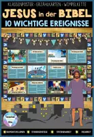 Vorschau - Stationenlernen - Jesus in der Bibel - wichtige Ereignisse Erzählkarten + Klassenposter (Deko) & Tafelmaterial - Deckblatt