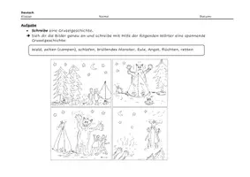 Vorschau - Arbeitsblätter - kleines Materialpaket "gruselige Bildergeschichte" - Seite 1