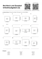 Vorschau - Arbeitsblätter - Umkehraufgaben zu Rechteck und Quadrat - Arbeitsblätter - Deckblatt