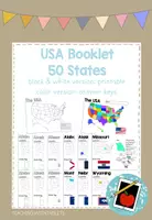 Vorschau - Arbeitsblätter - USA Booklet. 50 US States mit QR codes (Videos) & Lösungen - Deckblatt