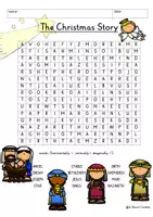 Vista previa - Unidades / Secuencias / Situaciones de Aprendizaje - Nativity Christmas Story Jesus Printable Word Search Puzzle Religion Bible English / Inglés - Portada