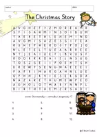 Vista previa - Unidades / Secuencias / Situaciones de Aprendizaje - Nativity Christmas Story Jesus Printable Word Search Puzzle Religion Bible English / Inglés - página 1