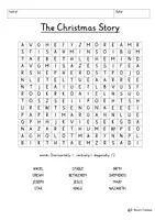 Vista previa - Unidades / Secuencias / Situaciones de Aprendizaje - Nativity Christmas Story Jesus Printable Word Search Puzzle Religion Bible English / Inglés - página 2