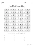 Vista previa - Unidades / Secuencias / Situaciones de Aprendizaje - Nativity Christmas Story Jesus Printable Word Search Puzzle Religion Bible English / Inglés - página 3
