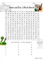 Vista previa - Unidades / Secuencias / Situaciones de Aprendizaje - Adam and Eve Printable Word Search Puzzle Religion Bible Old Testament Bible English / Inglés - página 2