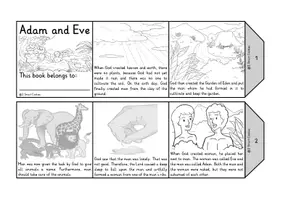 Vista previa - Unidades / Secuencias / Situaciones de Aprendizaje - Adam and Eve Accordion Book Bible Story Foldable Booklet Religion fall of man Bible Religion English / Inglés BrE - página 1