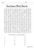Vista previa - Unidades / Secuencias / Situaciones de Aprendizaje - Jesus and Zacchaeus Printable Word Search Puzzle Religion Bible New Testament English / Inglés - página 3