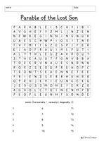 Vista previa - Unidades / Secuencias / Situaciones de Aprendizaje - Parable of the Lost Son Word Search Puzzle Religion Bible Jesus New Testament English / Inglés - página 3