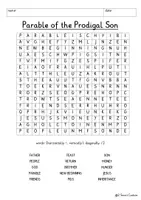 Vista previa - Unidades / Secuencias / Situaciones de Aprendizaje - Parable of the Prodigal Son Word Search Puzzle Religion Bible Jesus New Testament English / Inglés - página 1