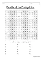 Vista previa - Unidades / Secuencias / Situaciones de Aprendizaje - Parable of the Prodigal Son Word Search Puzzle Religion Bible Jesus New Testament English / Inglés - página 3