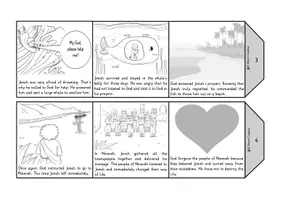 Vista previa - Unidades / Secuencias / Situaciones de Aprendizaje - Jonah and the Whale Accordion Book Bible Story Foldable Booklet Religion English / Inglés AmE - página 2